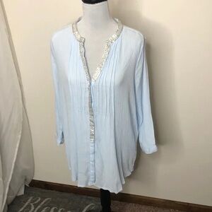 Relativity Light Blue Blouse with Silver Accents